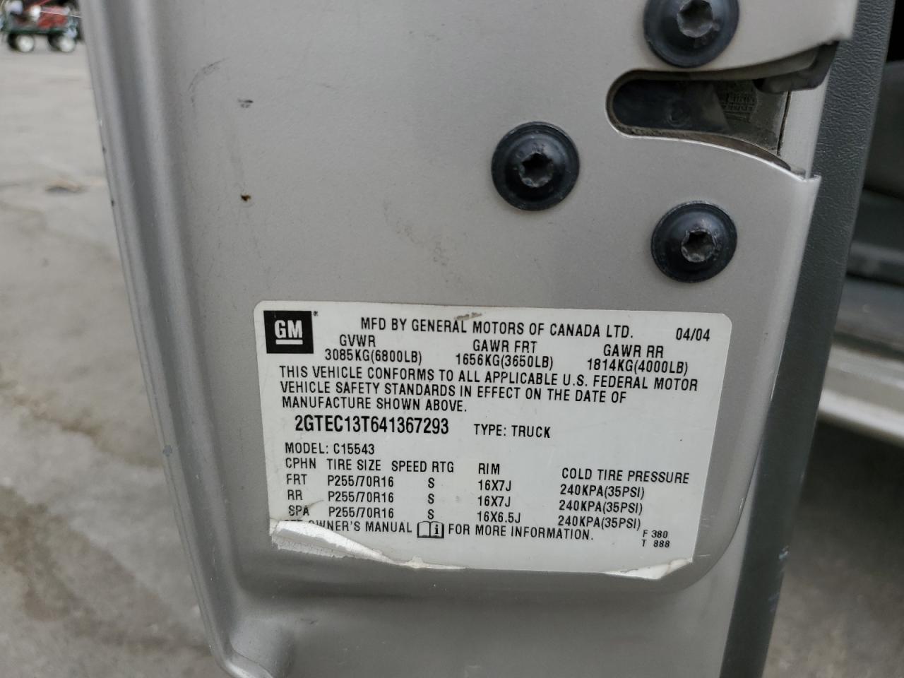 2GTEC13T641367293 2004 GMC New Sierra C1500