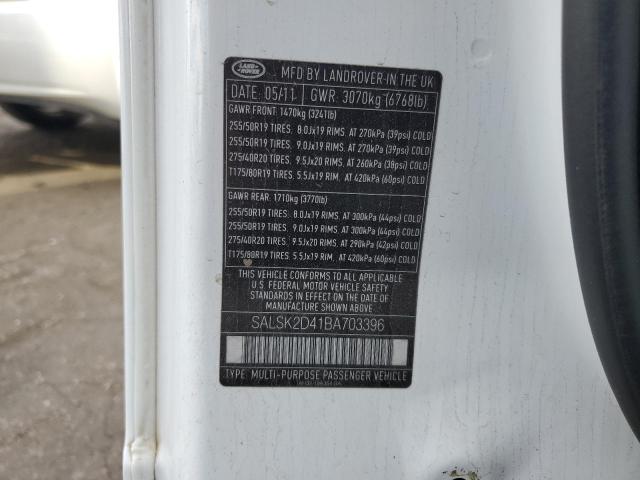 2011 Land Rover Range Rover Sport Lux VIN: SALSK2D41BA703396 Lot: 59730694