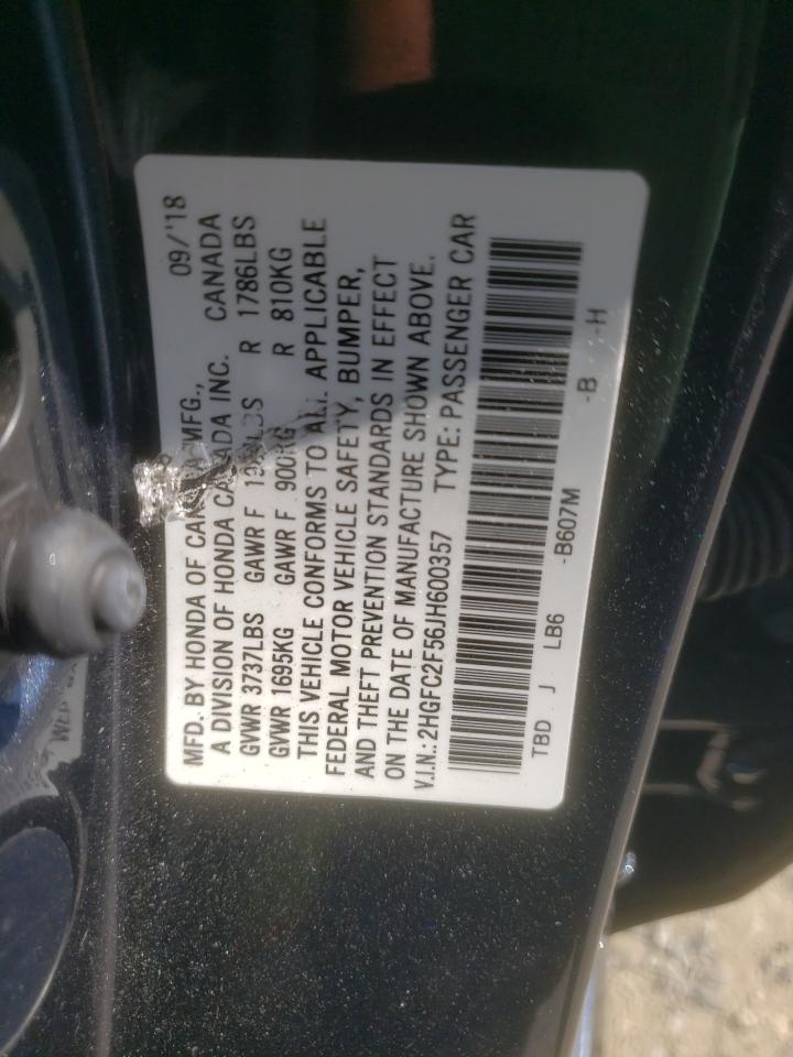 2HGFC2F56JH600357 2018 Honda Civic Lx