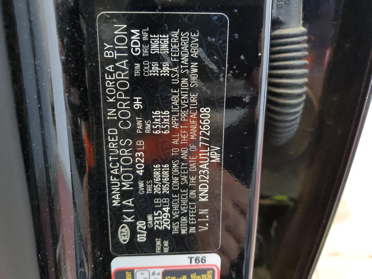 KNDJ23AU1L7726608 2020 Kia Soul Lx