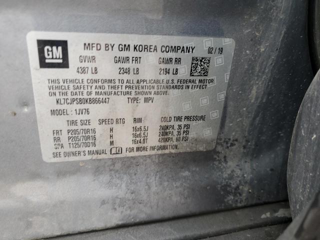 2019 Chevrolet Trax 1Lt VIN: KL7CJPSB0KB866447 Lot: 60392744