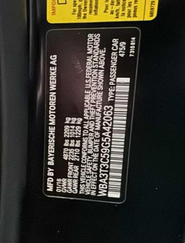 VIN WBA3T3C59G5A42063 2016 BMW 4 Series, 435 I no.10