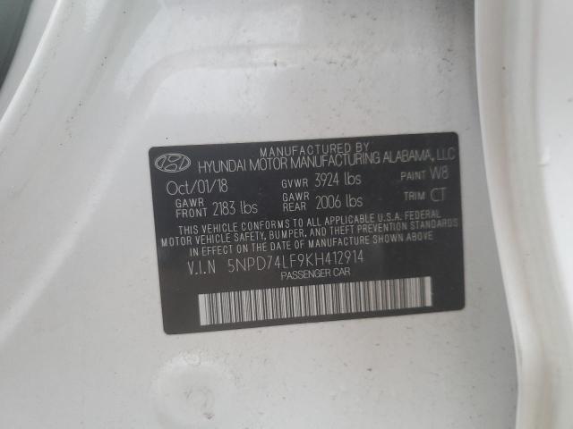 2019 Hyundai Elantra Se VIN: 5NPD74LF9KH412914 Lot: 61439304