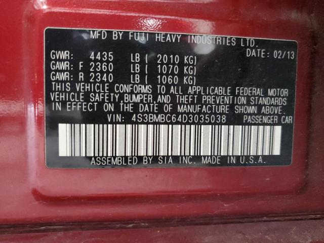 2013 Subaru Legacy 2.5I Premium VIN: 4S3BMBC64D3035038 Lot: 61328134