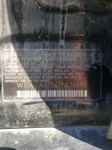 2007 BMW 328 I VIN: WBAVA37567NL16695 Lot: 61955624