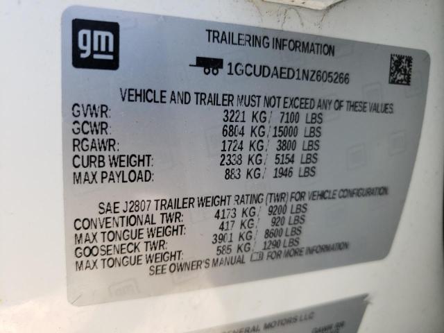 2022 CHEVROLET SILVERADO - 1GCUDAED1NZ605266