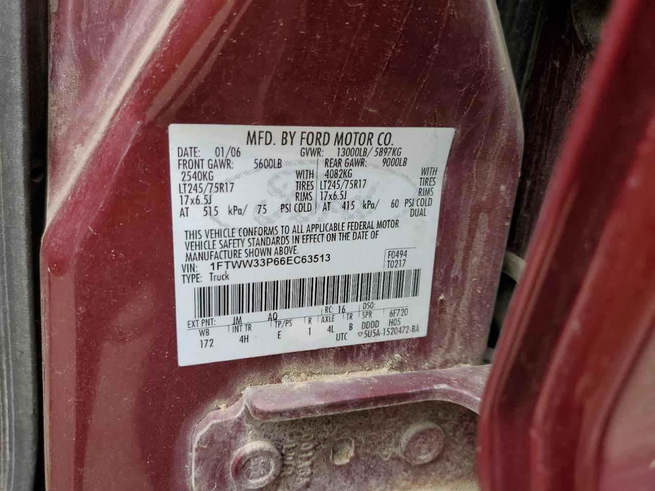 1FTWW33P66EC63513 2006 Ford F350 Super Duty