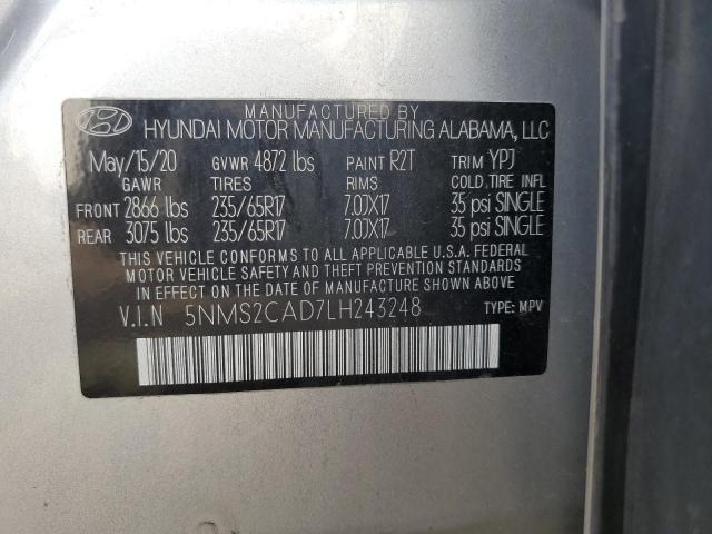 2020 Hyundai Santa Fe Se VIN: 5NMS2CAD7LH243248 Lot: 61423484