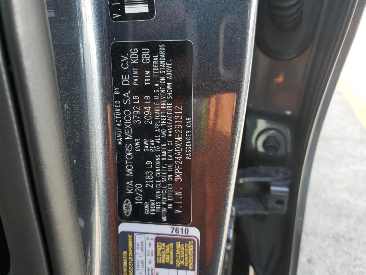 3KPF24ADXME291312 2021 Kia Forte Fe