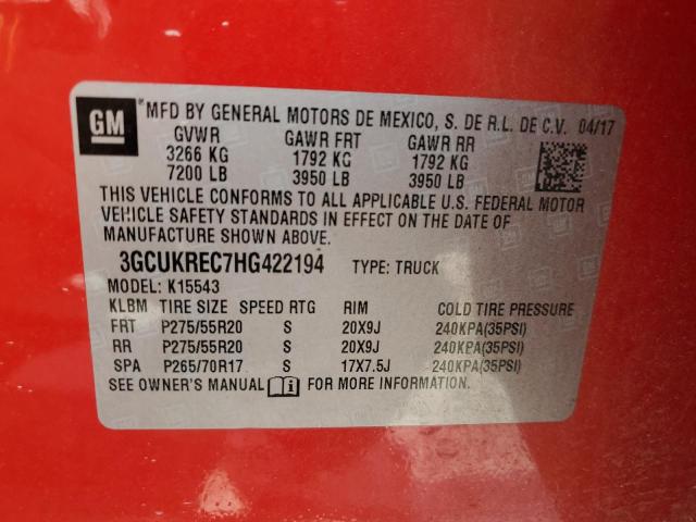 2017 CHEVROLET SILVERADO - 3GCUKREC7HG422194