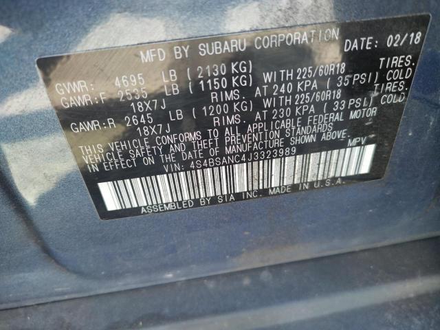 2018 Subaru Outback 2.5I Limited VIN: 4S4BSANC4J3323989 Lot: 63128924