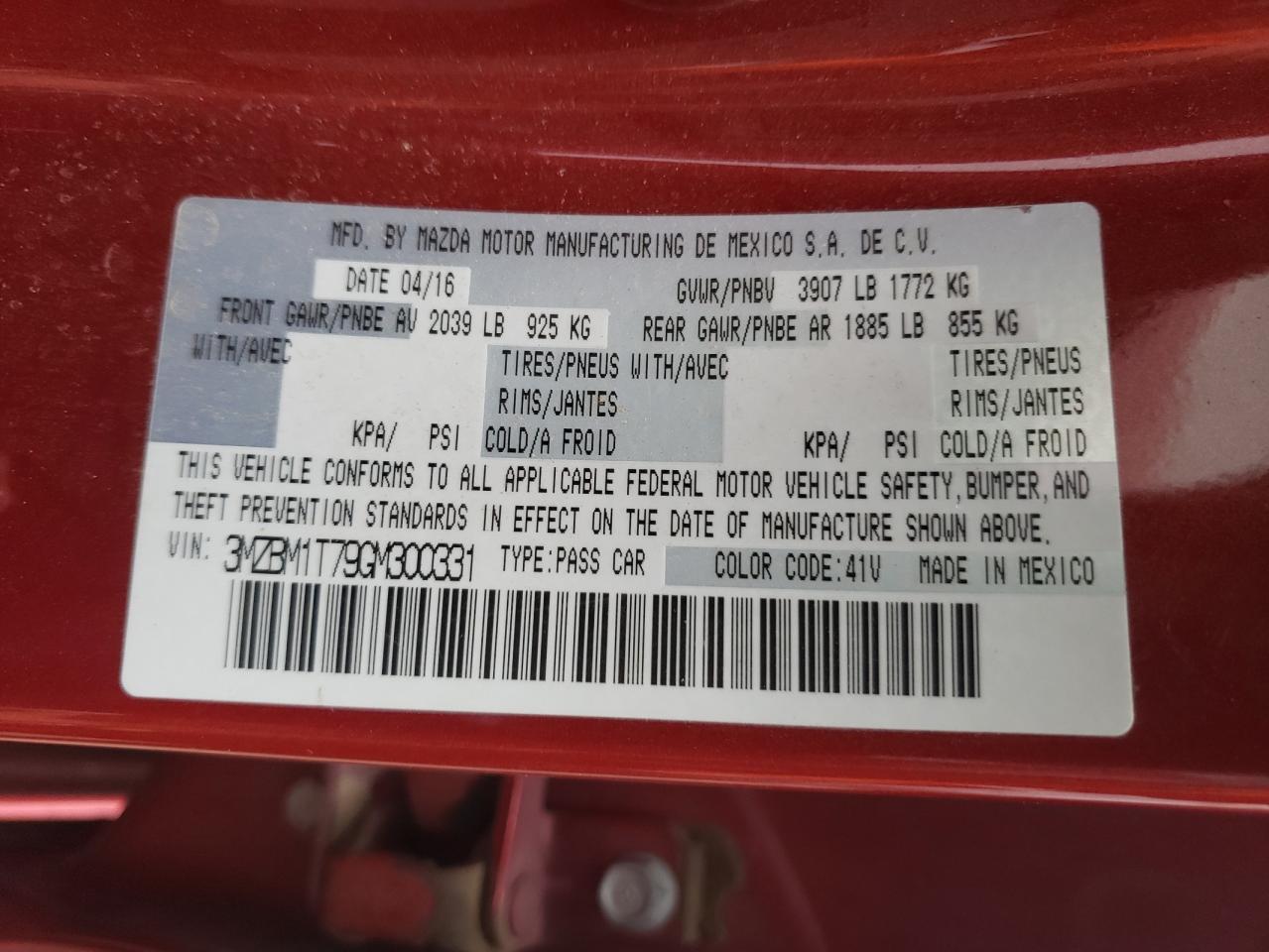 3MZBM1T79GM300331 2016 Mazda 3 Sport