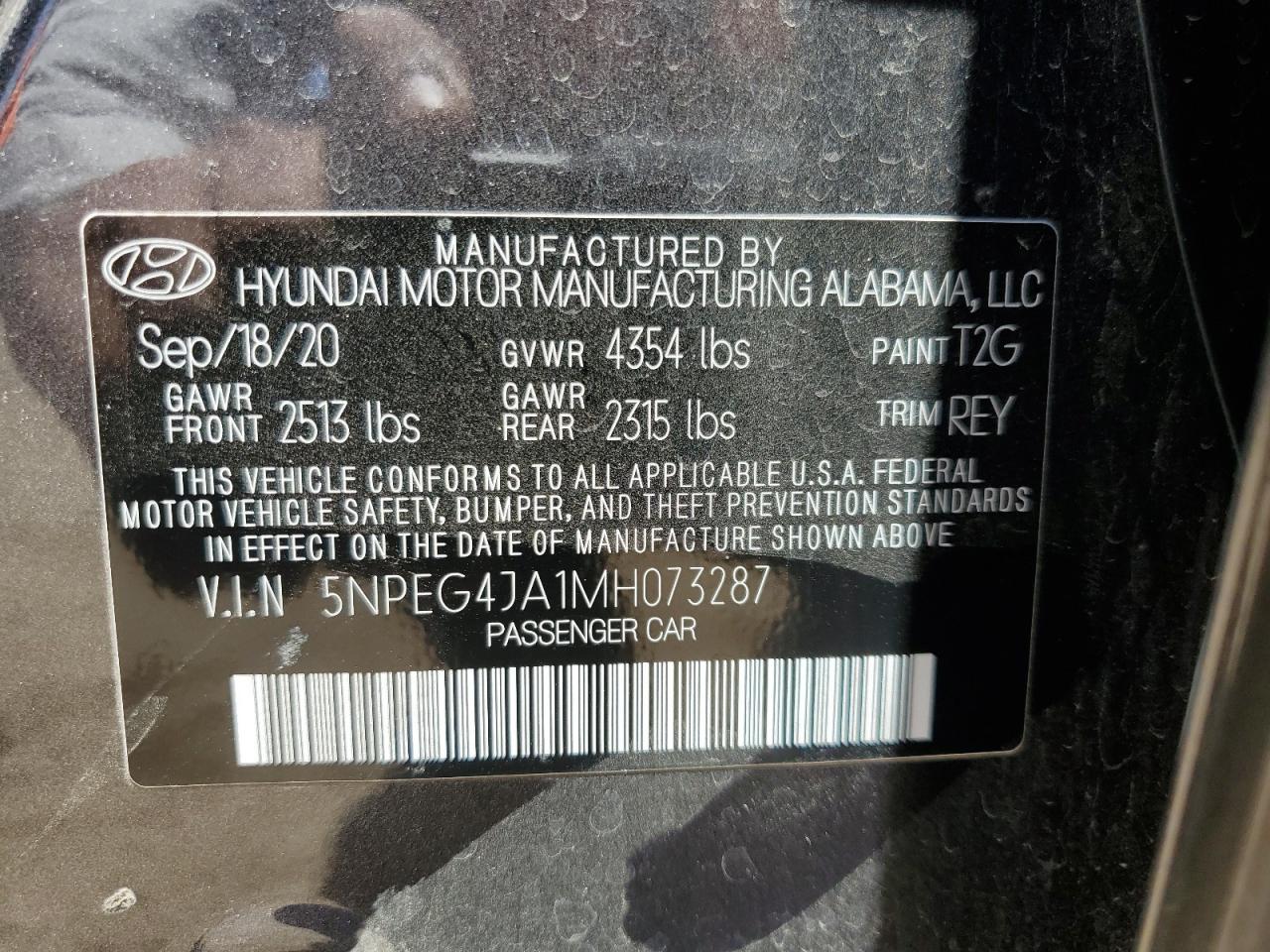 5NPEG4JA1MH073287 2021 Hyundai Sonata Se