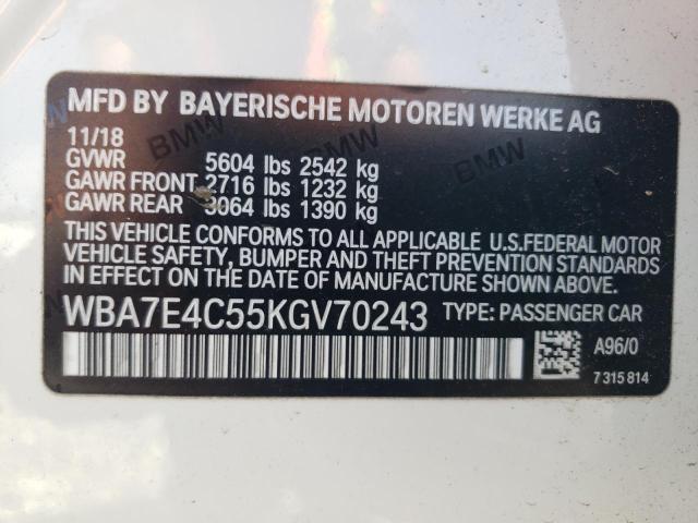 VIN WBA7E4C55KGV70243 2019 BMW 7 Series, 740 XI no.13