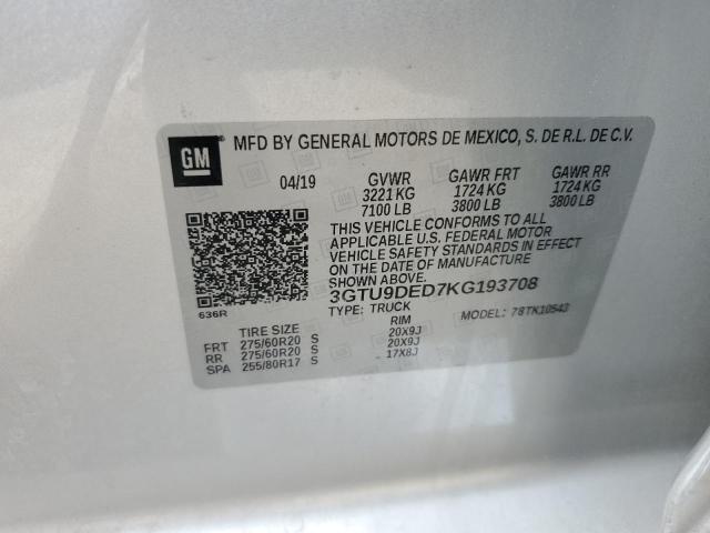 2019 GMC SIERRA K15 - 3GTU9DED7KG193708