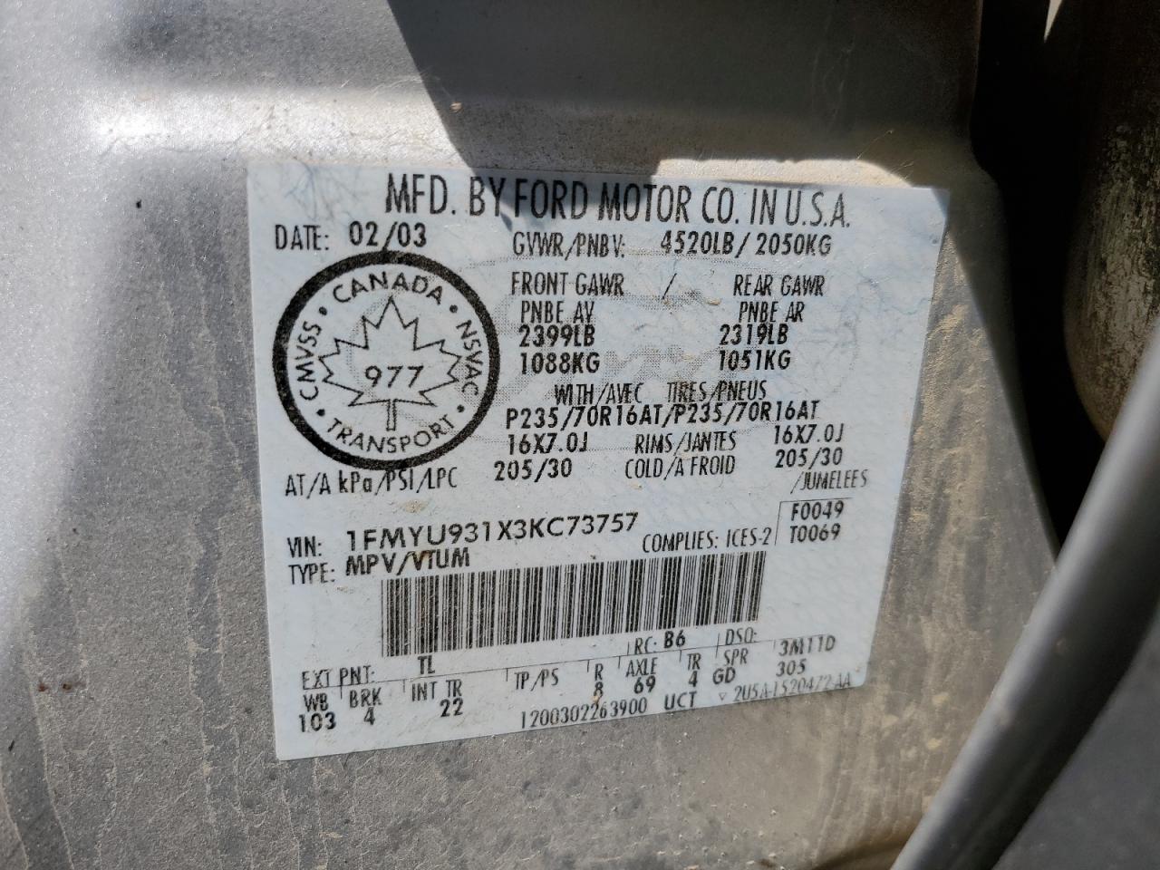 1FMYU931X3KC73757 2003 Ford Escape Xlt