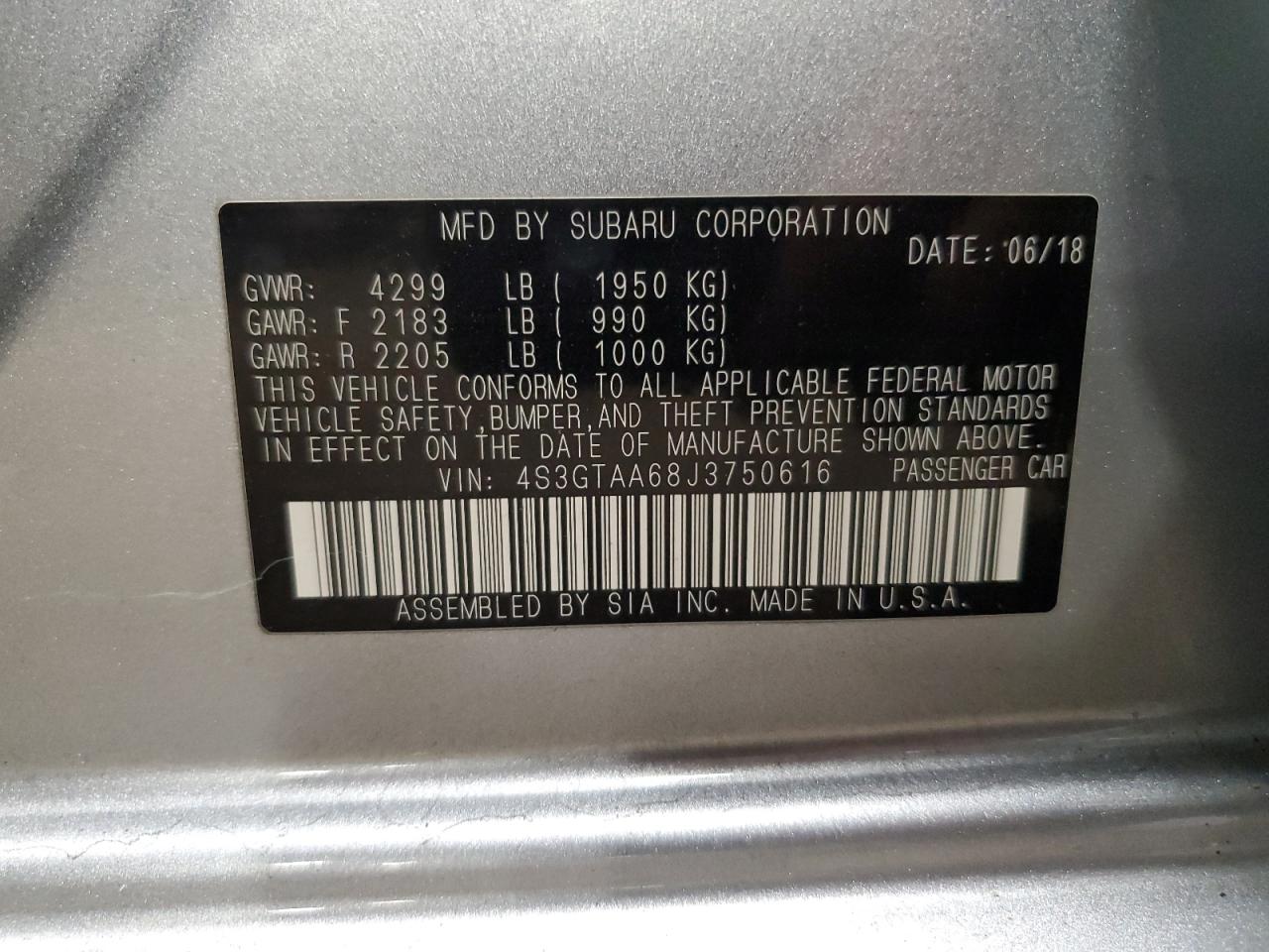 4S3GTAA68J3750616 2018 Subaru Impreza