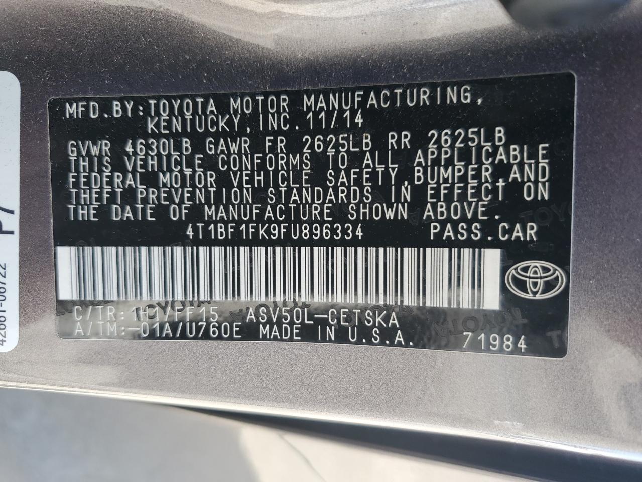 4T1BF1FK9FU896334 2015 Toyota Camry Le