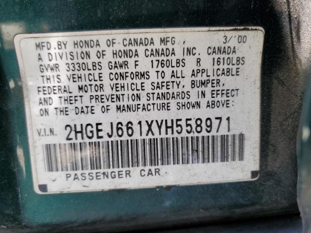 2HGEJ661XYH558971 2000 Honda Civic Base