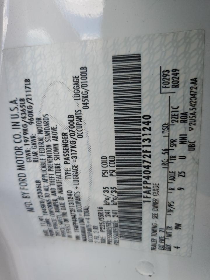 1FAFP40472F131240 2002 Ford Mustang