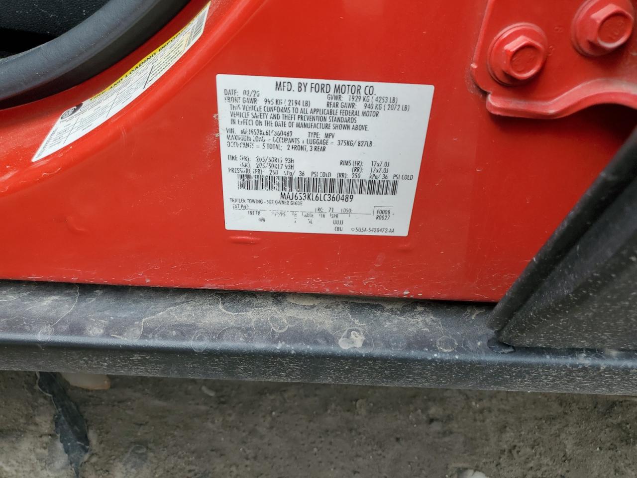 MAJ6S3KL6LC360489 2020 Ford Ecosport Titanium