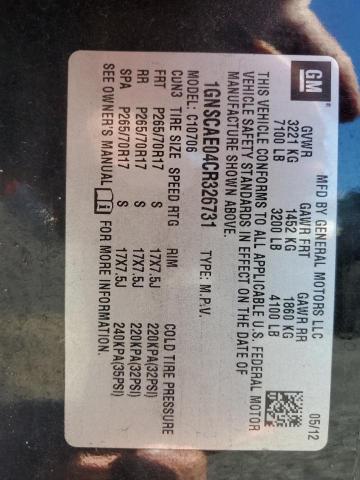 2012 Chevrolet Tahoe C1500 Ls VIN: 1GNSCAE04CR326731 Lot: 62803514