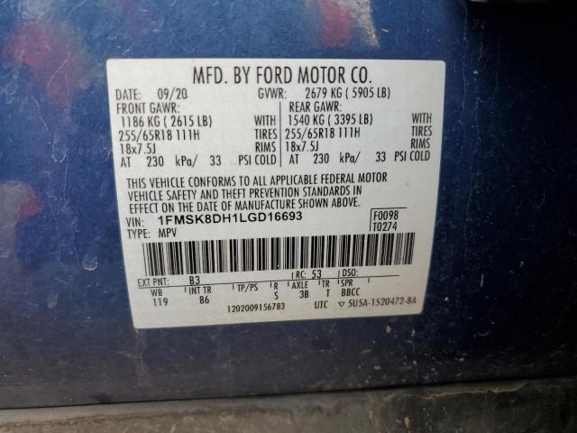 2020 FORD EXPLORER X 1FMSK8DH1LGD16693  61550304