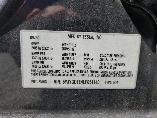 2020 TESLA MODEL Y - 5YJYGDEE4LF054143
