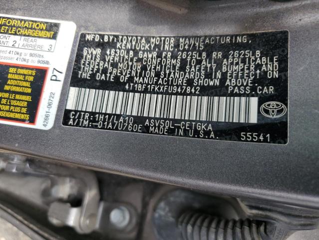 VIN 4T1BF1FKXFU947842 2015 Toyota Camry, LE no.12