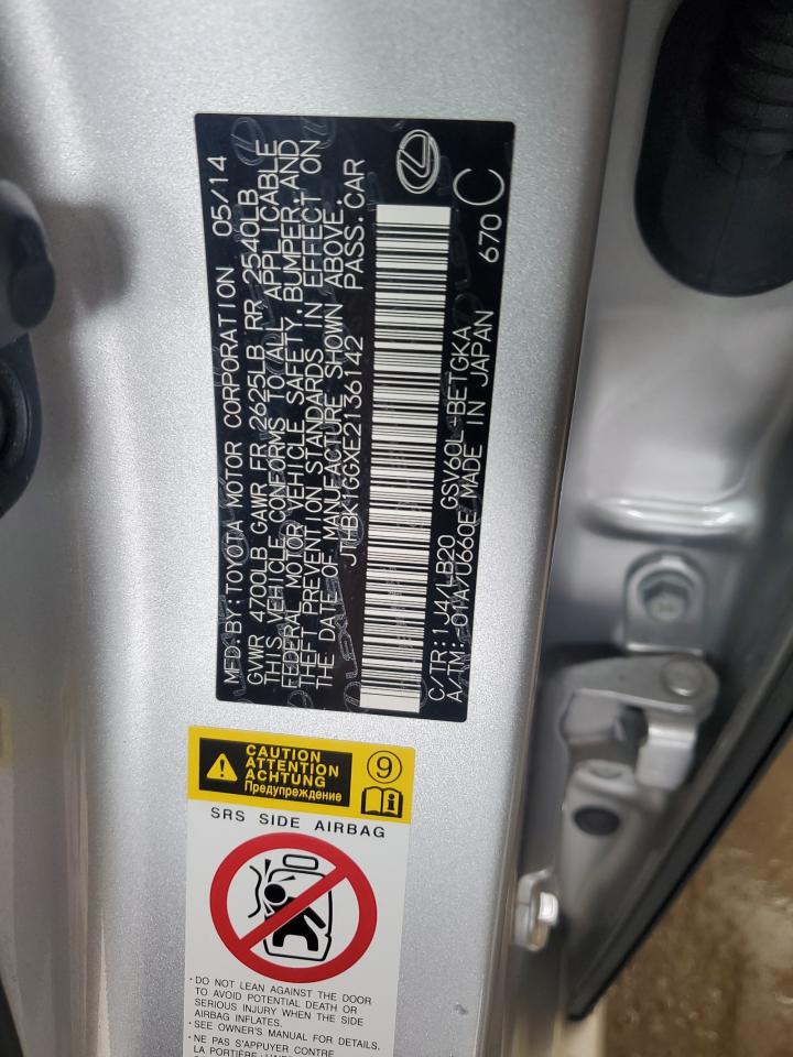 JTHBK1GGXE2136142 2014 Lexus Es 350