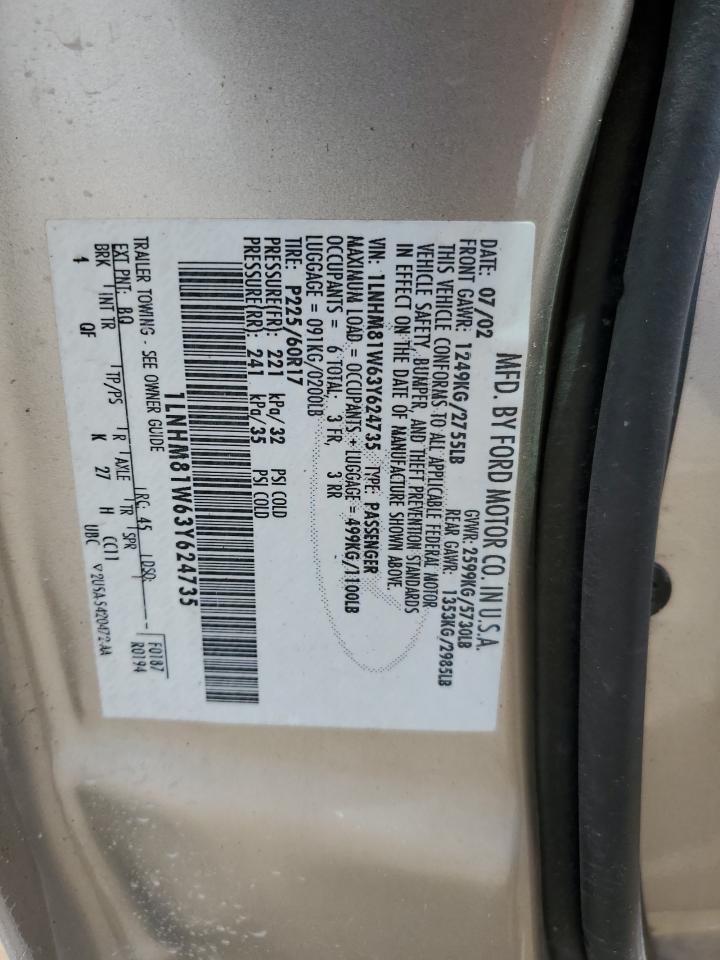 1LNHM81W63Y624735 2003 Lincoln Town Car Executive