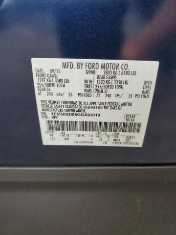 2016 Ford Explorer Xlt VIN: 1FM5K8D86GGA93019 Lot: 59778394