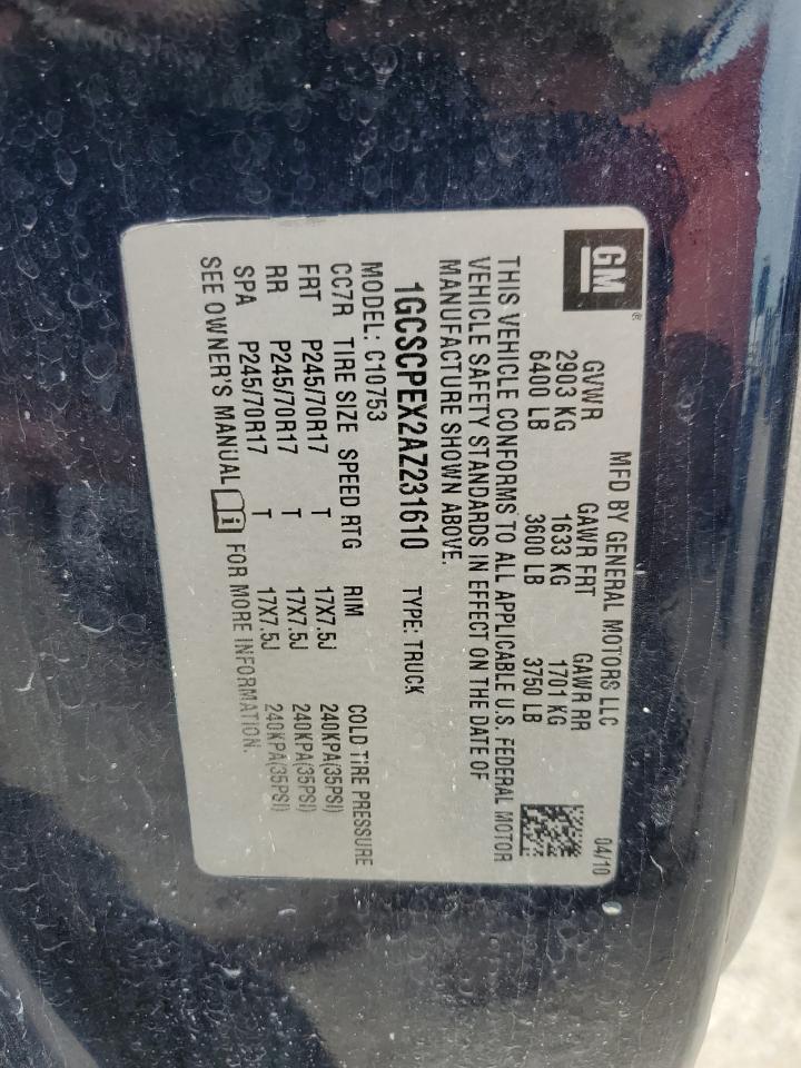 1GCSCPEX2AZ231610 2010 Chevrolet Silverado C1500