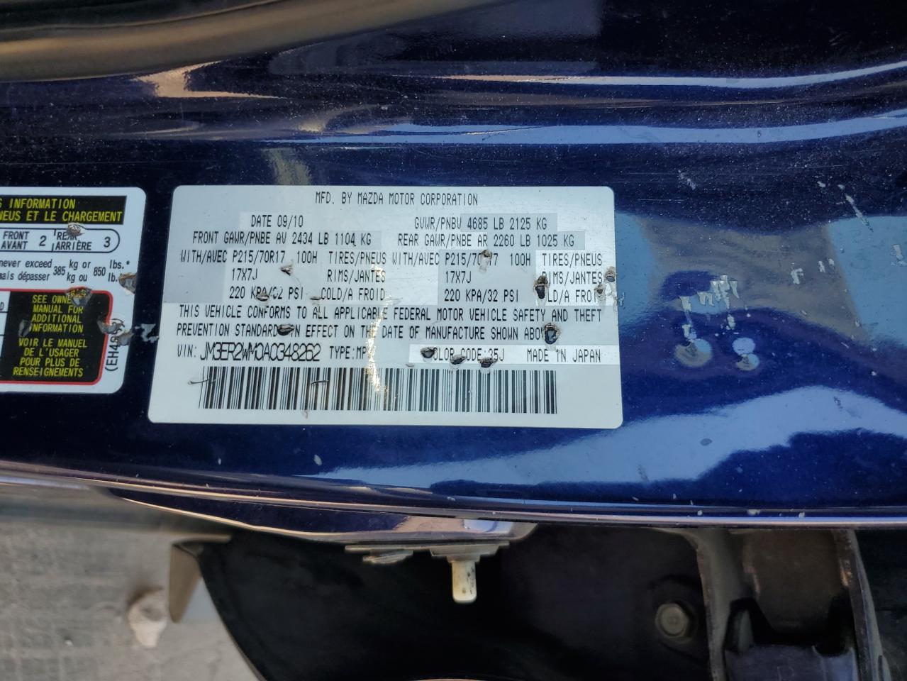 JM3ER2WM0A0348262 2010 Mazda Cx-7