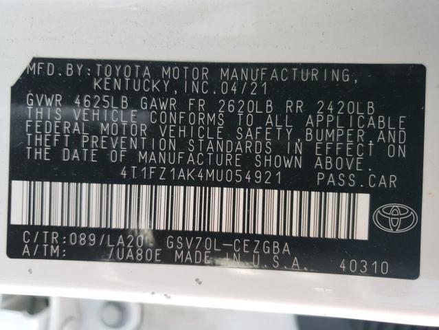 VIN 4T1FZ1AK4MU054921 2021 Toyota Camry, Xle no.13