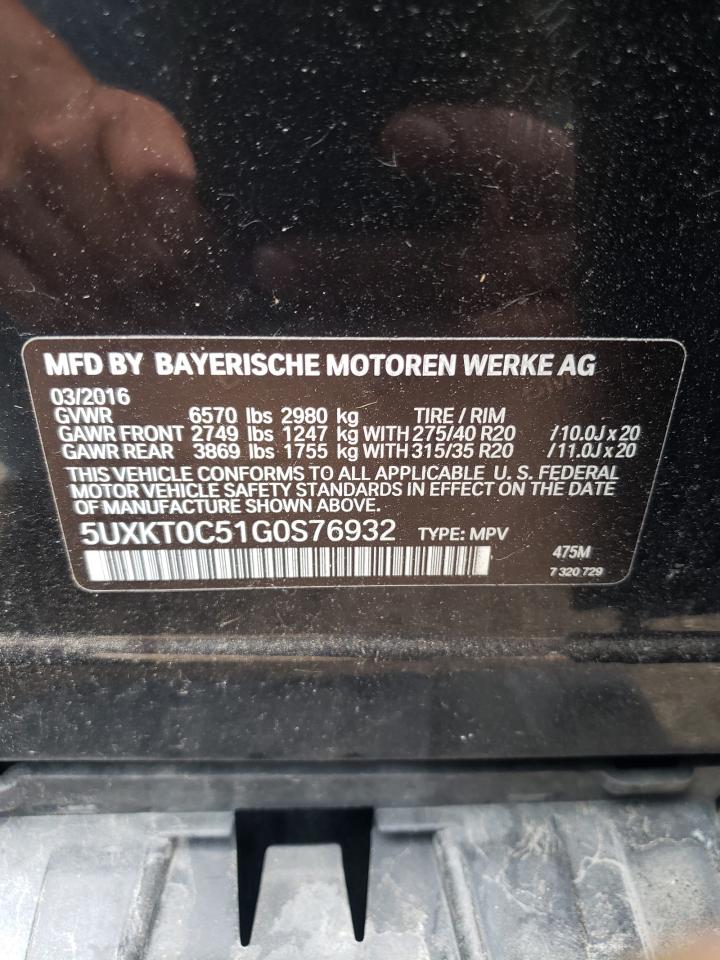 5UXKT0C51G0S76932 2016 BMW X5 Xdr40E