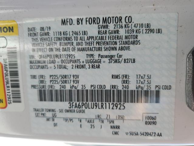 3FA6P0LU9LR112925 Ford Fusion SE 12