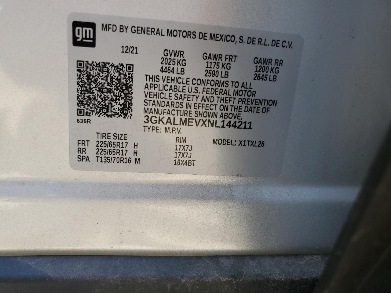 3GKALMEVXNL144211 2022 GMC Terrain Sle