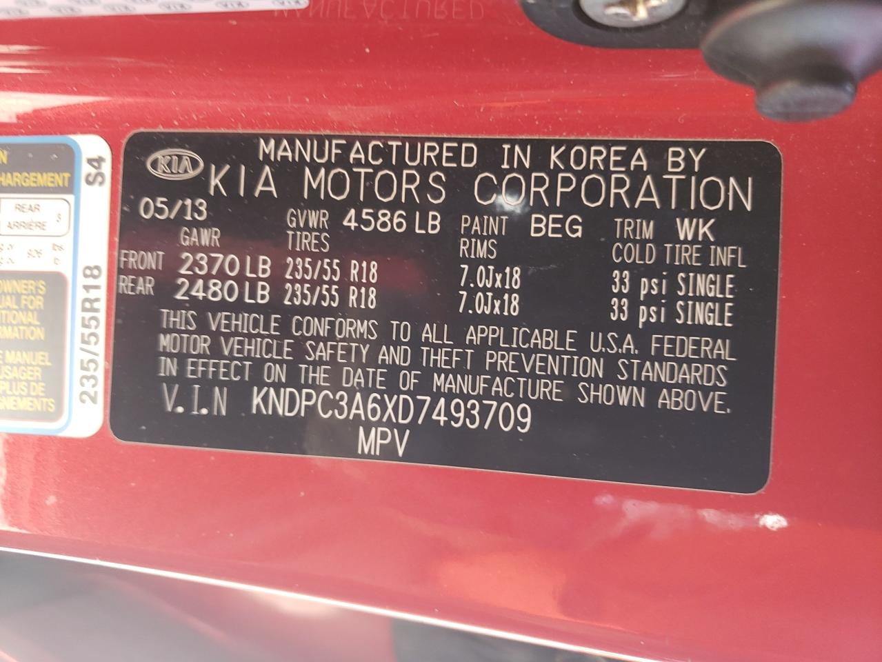 KNDPC3A6XD7493709 2013 Kia Sportage Sx