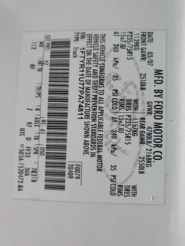 2007 Ford Ranger VIN: 1FTYR11U77PA74811 Lot: 61295074