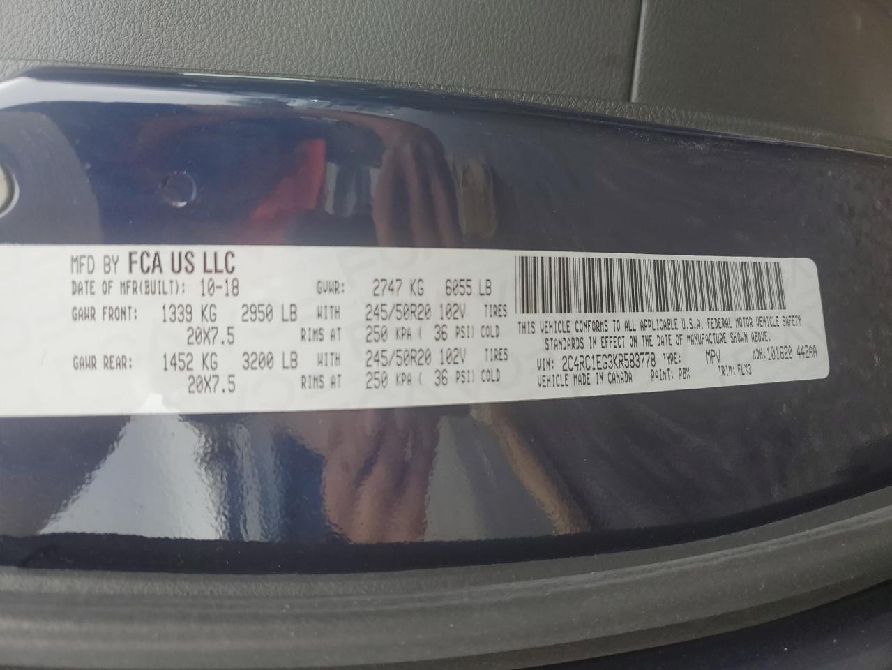 2C4RC1EG3KR583778 2019 Chrysler Pacifica Touring L Plus