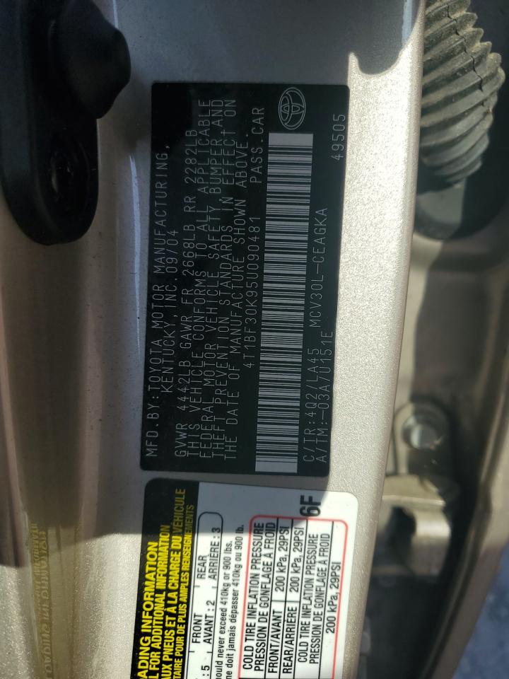 4T1BF30K95U090481 2005 Toyota Camry Le