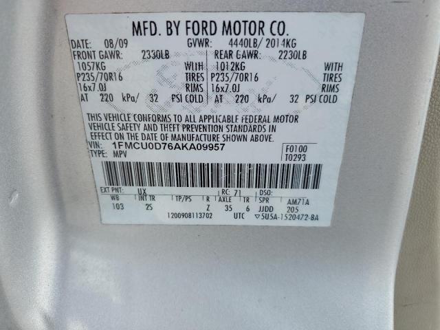 2010 Ford Escape Xlt VIN: 1FMCU0D76AKA09957 Lot: 62490544