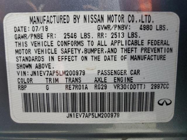 2020 Infiniti Q50 Pure VIN: JN1EV7AP5LM200979 Lot: 60513764