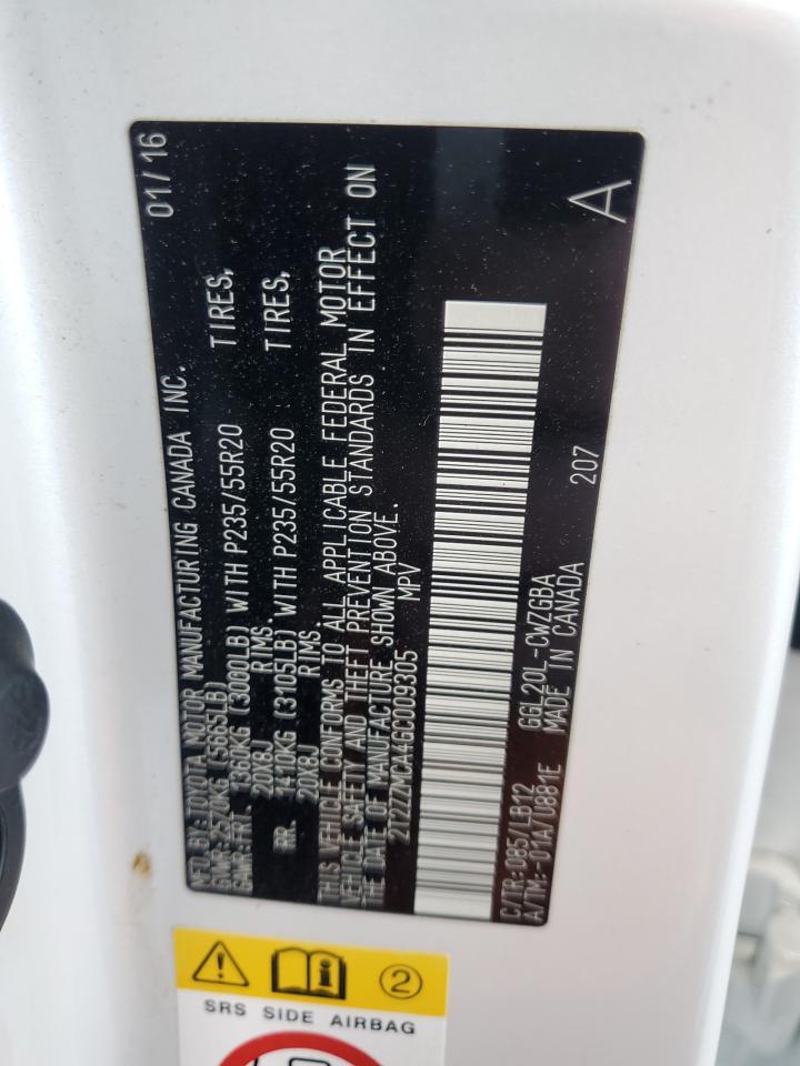 2T2ZZMCA4GC009305 2016 Lexus Rx 350