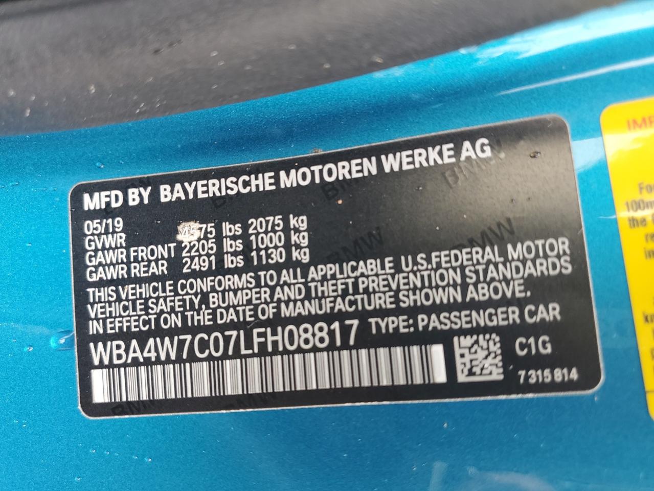 WBA4W7C07LFH08817 2020 BMW 440I