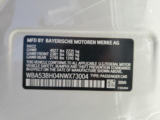 VIN WBA53BH04NWX73004 2022 BMW 5 Series, 530 I no.12