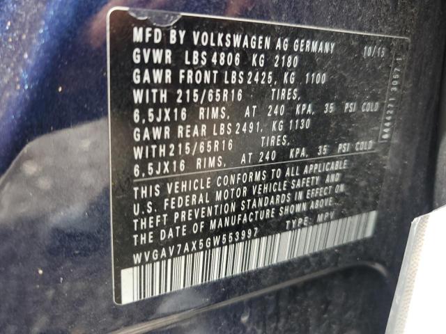 WVGAV7AX5GW553997 2016 VOLKSWAGEN TIGUAN - Image 13