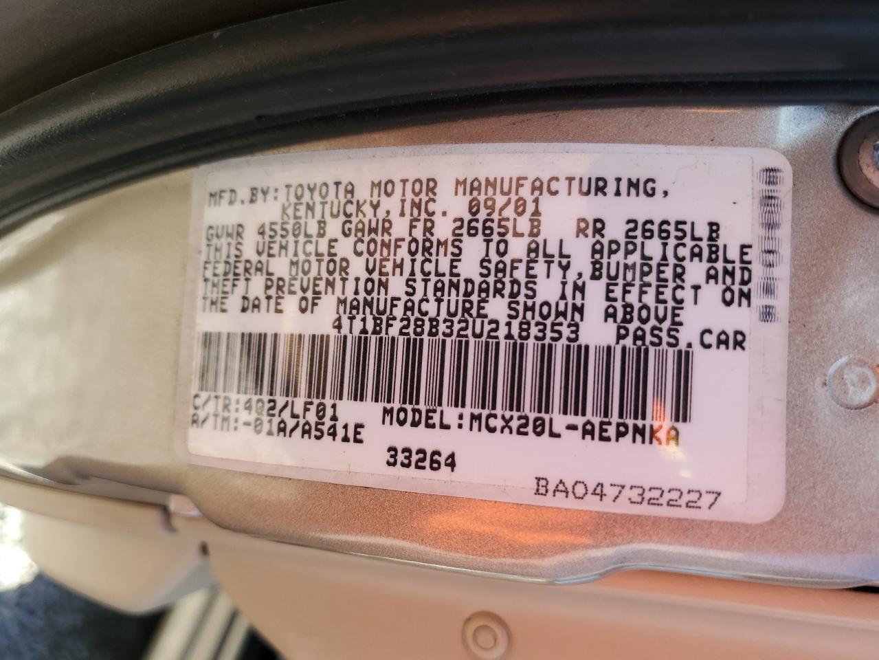 4T1BF28B32U218353 2002 Toyota Avalon Xl