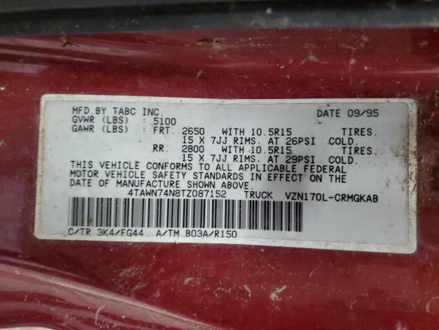 1996 Toyota Tacoma Xtracab Sr5 VIN: 4TAWN74N8TZ087152 Lot: 61245914